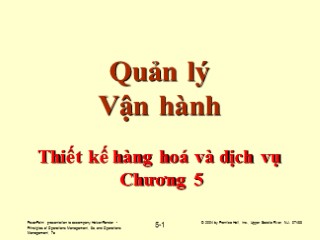 Bài giảng Quản lý vận hành - Chương 5: Thiết kế hàng hoá và dịch vụ