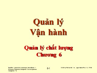 Bài giảng Quản lý vận hành - Chương 6: Quản lý chất lượng