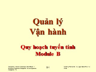 Bài giảng Quản lý vận hành - Công cụ ra quyết định Module B