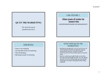 Bài giảng Quản trị Marketing - Chương 1: Tổng quan về quản trị Marketing - Đinh Thu Quỳnh