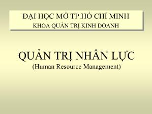 Bài giảng Quản trị nhân lực - Chương 1: Tổng quan về quản trị nhân lực