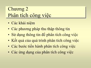 Bài giảng Quản trị nhân lực - Chương 2: Phân tích công việc