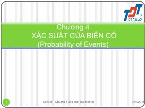 Bài giảng Thống kê trong kinh doanh và kinh tế - Chương 4, Phần 2: Xác suất của biến cố - Chế Ngọc Hà