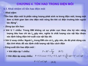 Bài giảng Vật kiệu kỹ thuật điện - Chương 4: Tổn hao trong điện môi