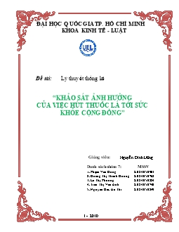 Báo cáo Khảo sát ảnh hưởng của việc hút thuốc lá tới sức khỏe cộng đồng