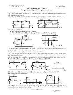 Đề thi môn Mạch điện
