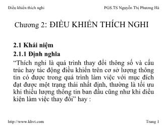 Giáo trình Lý thuyết điều khiển hiện đại - Chương 2: Điều khiển thích nghi