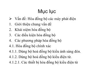 Giáo trình Máy biến áp - Chương 4: Hòa đồng bộ các máy phát điện