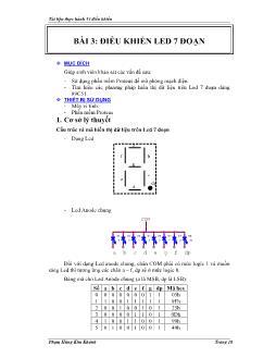 Giáo trình Thực hành Vi điều khiển - Bài 3: Điều khiển led 7 đoạn