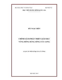 Luận án Chính sách phát triển giáo dục vùng đồng bằng sông Cửu Long