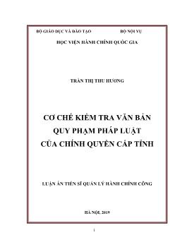 Luận án Cơ chế kiểm tra văn bản quy phạm pháp luật của chính quyền cấp tỉnh