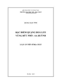 Luận án Đặc điểm quặng hoá Liti vùng Đức Phổ - Sa Huỳnh