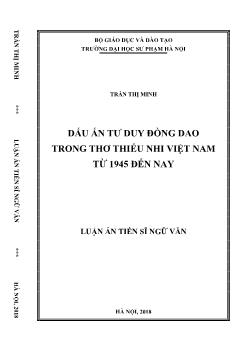 Luận án Dấu ấn tư duy đồng dao trong thơ thiếu nhi Việt Nam từ 1945 đến nay