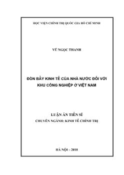 Luận án Đòn bẩy kinh tế của Nhà nước đối với khu công nghiệp ở Việt Nam