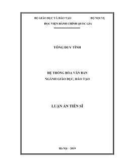 Luận án Hệ thống hóa văn bản ngành giáo dục, đào tạo