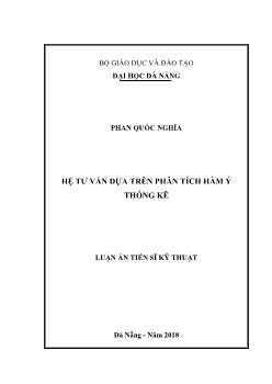 Luận án Hệ tư vấn dựa trên phân tích hàm ý thống kê