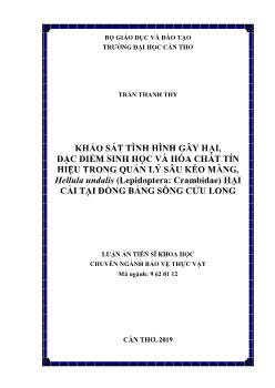 Luận án Khảo sát tình hình gây hại, đặc điểm sinh học và hóa chất tín hiệu trong quản lý sâu kéo màng, Hellula Undalis (Lepidoptera: Crambidae) hại cải tại đồng bằng sông Cửu Long