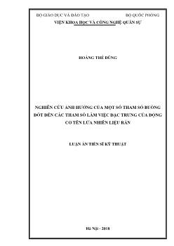 Luận án Nghiên cứu ảnh hưởng của một số tham số buồng đốt đến các tham số làm việc đặc trưng của động cơ tên lửa nhiên liệu rắn