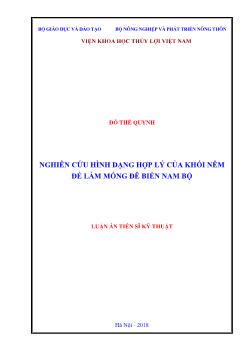 Luận án Nghiên cứu hình dạng hợp lý của khối nêm để làm móng đê biển Nam Bộ