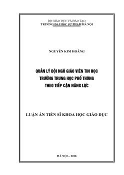 Luận án Quản lý đội ngũ giáo viên Tin học trường Trung học Phổ thông theo tiếp cận năng lực