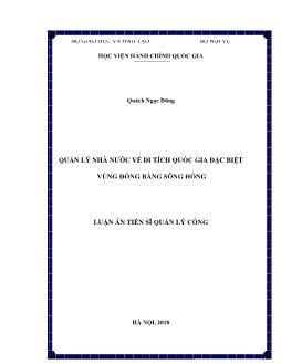 Luận án Quản lý nhà nước về di tích quốc gia đặc biệt vùng đồng bằng sông Hồng