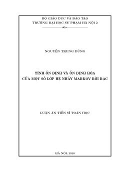 Luận án Tính ổn định và ổn định hóa của một số lớp hệ nhảy Markov rời rạc