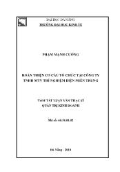 Tím tắt Luận văn Hoàn thiện cơ cấu tổ chức tại công ty TNHH MTV thí nghiệm điện miền Trung