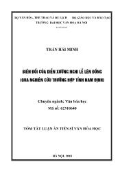 Tóm tắt Luận án Biến đổi của diễn xướng nghi lễ lên đồng (qua nghiên cứu trường hợp tỉnh Nam Định)