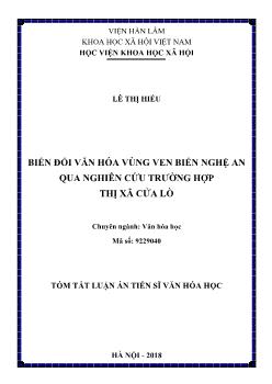 Tóm tắt Luận án Biến đổi văn hóa vùng ven biển Nghệ An qua nghiên cứu trường hợp thị xã Cửa Lò