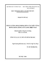 Tóm tắt Luận án Chất lượng hoạt động báo cáo viên vùng đồng bằng sông Cửu Long hiện nay