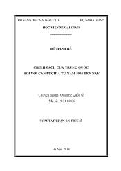 Tóm tắt Luận án Chính sách của Trung Quốc đối với Campuchia từ năm 1993 đến nay