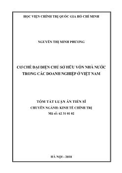 Tóm tắt Luận án Cơ chế đại diện chủ sở hữu vốn Nhà nước trong các doanh nghiệp ở Việt Nam