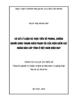 Tóm tắt Luận án Cơ sở lý luận và thực tiễn về phòng, chống người chưa thành niên phạm tội của Viện kiểm sát Nhân dân cấp tỉnh ở Việt Nam hiện nay