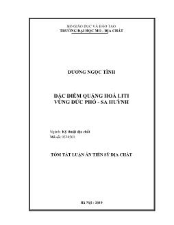 Tóm tắt Luận án Đặc điểm quặng hoá Liti vùng Đức Phổ - Sa Huỳnh