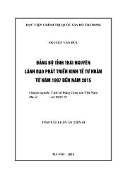 Tóm tắt Luận án Đảng bộ tỉnh Thái Nguyên lãnh đạo phát triển kinh tế tư nhân