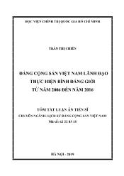 Tóm tắt Luận án Đảng cộng sản Việt Nam lãnh đạo thực hiện bình đẳng giới từ năm 2006 đến năm 2016