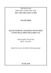 Tóm tắt Luận án Đạo Bà Ni trong cộng đồng người chăm ở Ninh Thuận, Bình Thuận hiện nay