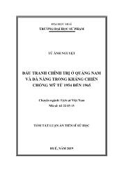 Tóm tắt Luận án Đấu tranh chính trị ở Quảng Nam và Đà Nẵng trong kháng chiến chống Mỹ từ 1954 đến 1965