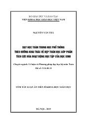 Tóm tắt Luận án Dạy học Toán Trung học Phổ thông theo hướng khai thác vẻ đẹp Toán học góp phần tích cực hóa hoạt động học tập của học sinh