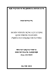 Tóm tắt Luận án Di dân với xây dựng lực lượng quốc phòng toàn dân (Nghiên cứu trường hợp tỉnh Lai Châu)