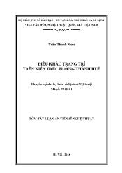 Tóm tắt Luận án Điêu khắc trang trí trên kiến trúc hoàng thành Huế