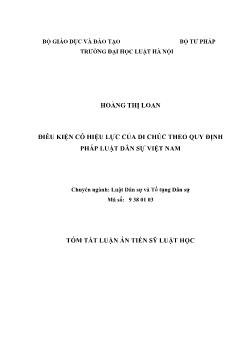 Tóm tắt Luận án Điều kiện có hiệu lực của di chúc theo quy định pháp luật dân sự Việt Nam