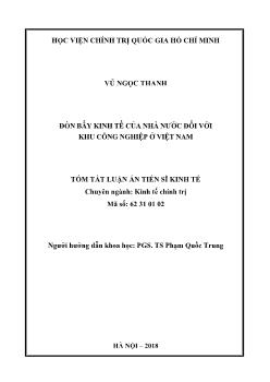 Tóm tắt Luận án Đòn bẩy kinh tế của Nhà nước đối với khu công nghiệp ở Việt Nam