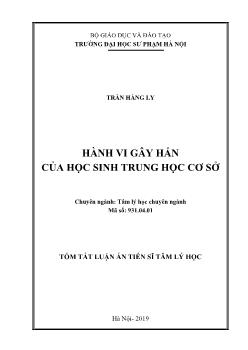 Tóm tắt Luận án Hành vi gây hấn của học sinh Trung học Cơ sở