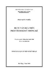 Tóm tắt Luận án Hệ tư vấn dựa trên phân tích hàm ý thống kế