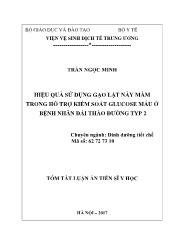 Tóm tắt Luận án Hiệu quả sử dụng gạo lật nảy mầm trong hỗ trợ kiểm soát Glucose máu ở bệnh nhân đái tháo đường typ 2