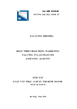 Tóm tắt Luận án Hoàn thiện hoạt động Marketing tại công ty Lao Telecom Anouvong Alounny