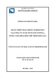 Tóm tắt Luận án Hoàn thiện hoạt động Marketing tại công ty Star telecom (Unitel), nước Cộng hòa Dân chủ nhân dân Lào