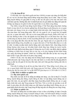 Tóm tắt Luận án Hoạt động truyền thông của các cơ quan hành chính nhà nước cấp Trung ương tại Việt Nam
