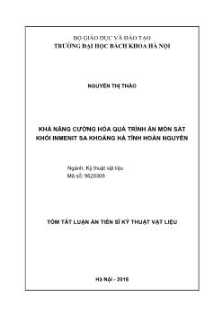 Tóm tắt Luận án Khả năng cường hóa quá trình ăn mòn sắt khỏi Inmenit sa khoáng Hà Tĩnh hoàn nguyên